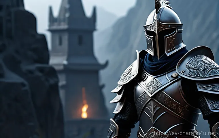 캐릭터디자인 포트폴리오 촬영 팁 - **Prompt:** A majestic fantasy warrior character standing confidently on a slightly elevated stone p...