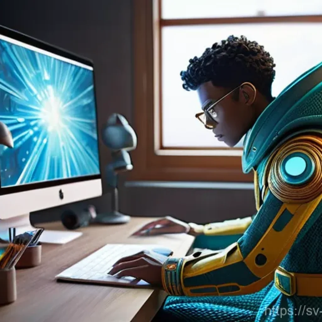 캐릭터디자인 업계의 현재와 미래 - **Prompt:** A character designer's brightly lit, modern studio space where the digital and tradition...