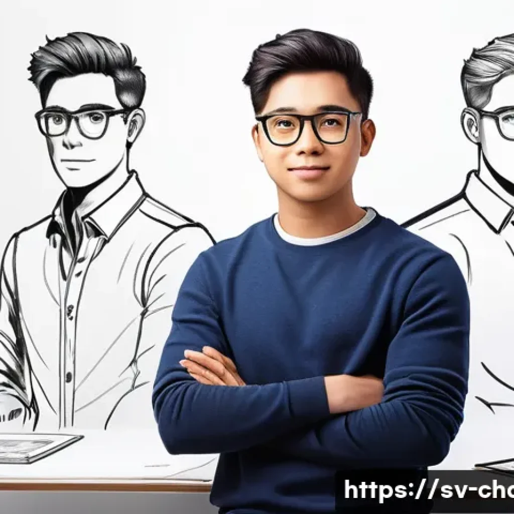 캐릭터디자인 자격증 취득 후 직무 변화 경험 - **Prompt 1: The Aspiring Character Designer's Portfolio Presentation**
    "A young, determined char...