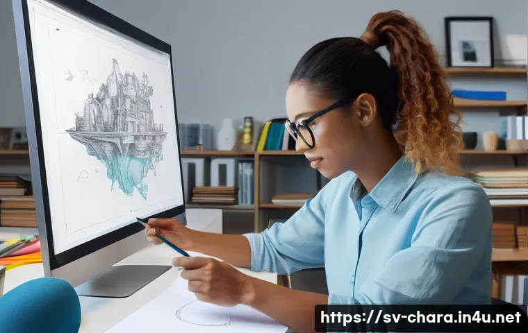 캐릭터디자인 협업 사례 분석 - **Creative Collaboration Workshop:** A bright, modern art studio, bathed in natural light filtering ...