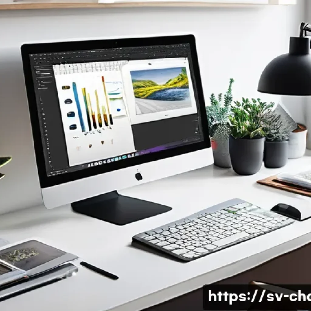 캐릭터디자인 직무에서 시간 효율성 높이기 - A professional digital artist’s workspace featuring a sleek, modern desk with dual monitors displayi...