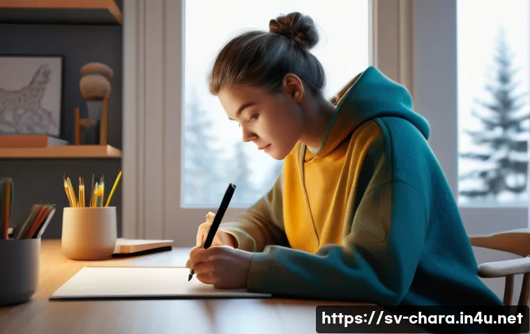 캐릭터디자인 자격증 필기와 실기 병행 학습법 - A digital workspace scene showing a focused character designer working on a detailed character sketc...