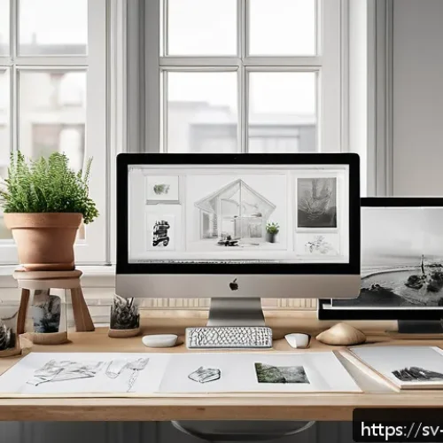 캐릭터디자인 자격증 가산점 활용법 - A professional character designer&rsquo;s workspace showing a detailed portfolio spread on a modern Scandi...