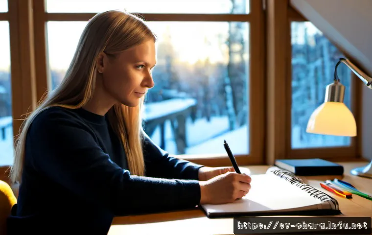 Home 17 캐릭터디자인 직무에서 성공하는 자세 - Photorealistic Swedish character designer working at a clean Nordic studio desk, focused adult profe...