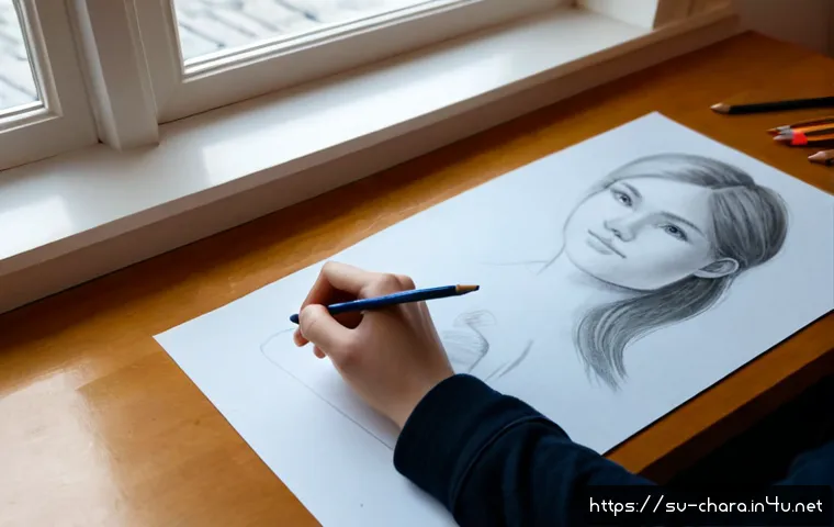 Home 30 캐릭터디자인 실기 시험 모의 연습법 - Photorealistic Swedish art student practicing for a character design entrance exam at a clean wooden...
